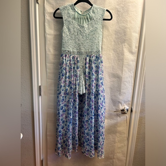 Speechless Glitter lace floral maxi overlay romper skort dress girls Sz-16 AA4 - Picture 2 of 11